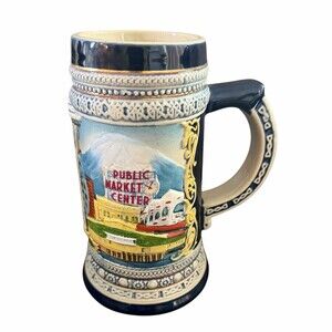 Space Needle Public Market Seattle Washington Cup Mug Stein Souvenir 6.5"L NWT